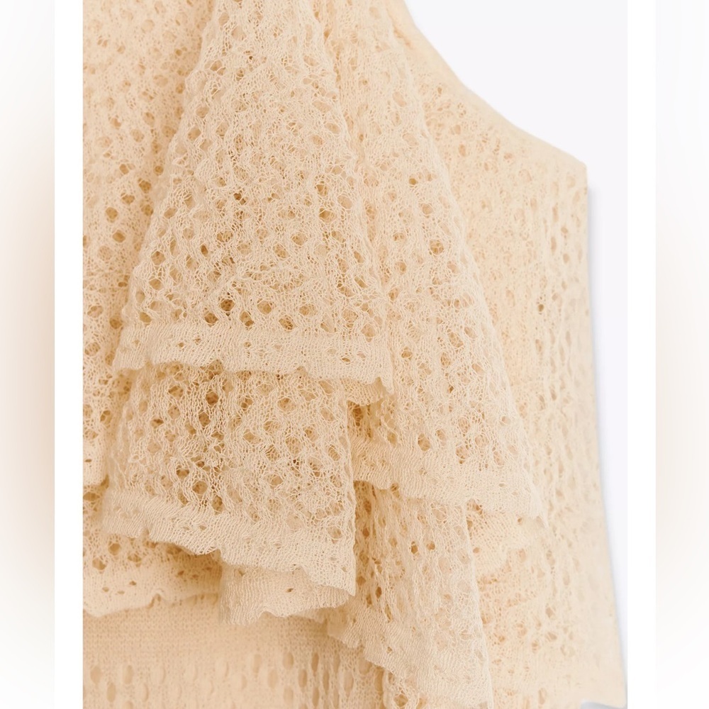 Zara Pointelle Knit Ruffle Dress - Picture 8 of 8